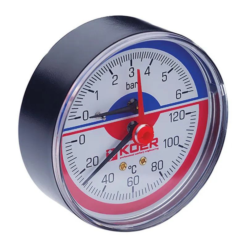 Термо-манометр аксіальний (KOER KM.802A) (0-6 bar), D = 80мм, 1/2'' (KR0223)