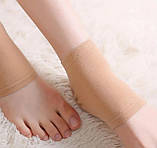 Шкарпетки із силіконовими п'ятами. Напівноски для п'ят із зволожуючим ефектом бежеві розмір універсальний, фото 4