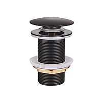 Донний клапан для раковини без переливу Mixxus POP-UP-04 BLACK автоматичний (Click-Clack) (Колір чорний) 1 1/4'' (MI6140)