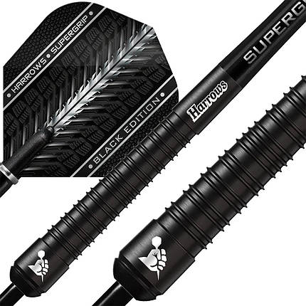 Дротики дартс із вольфраму Supergrip Black Edition Harrows Англія, фото 3