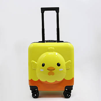 Дитяча валіза пластикова на колесах із висувною ручкою 45*34 см принт Курча Cans