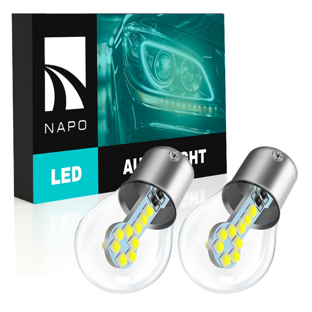 Комплект світлодіодних ламп NAPO LED 1157-3030-18smd P21/5W 1157 BAU15S колір світіння білий 2 шт
