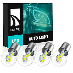Комплект світлодіодних ламп NAPO LED 1156-3030-18smd P21W 1156 BA15S колір світіння білий 4 шт