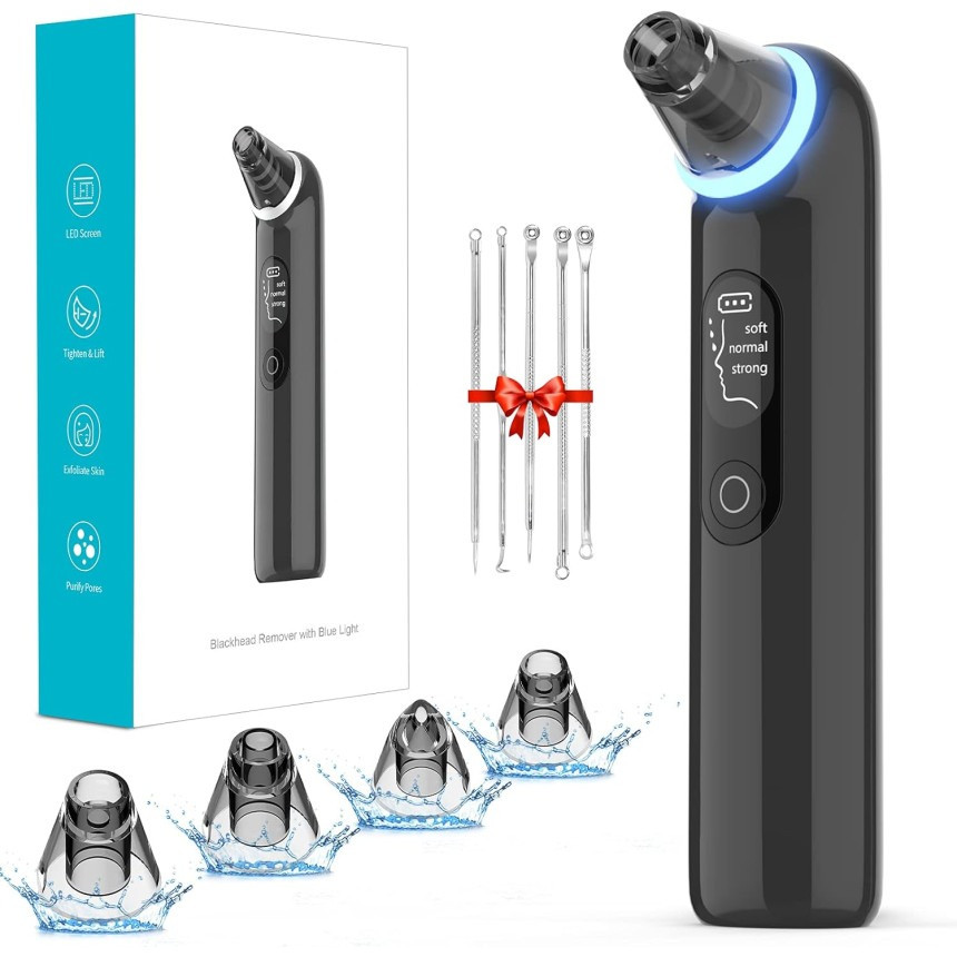 Вакуумний очищувач екстрактор чорних крапок з функцією LED терапії Чорний