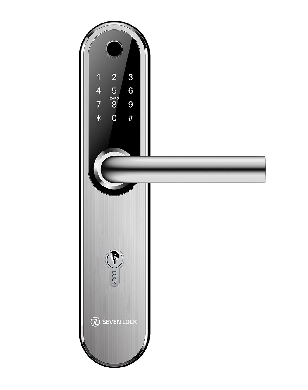 Розумний дверний біометричний замок SEVEN LOCK SL-7768BF (85мм) silver (без врізної частини), фото 1