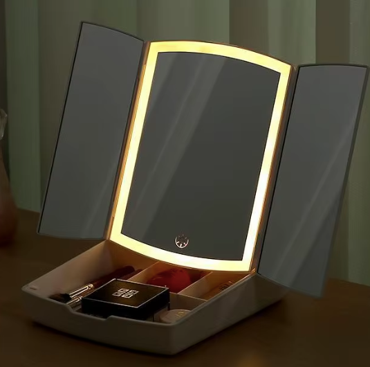 Складне потрійне дзеркало для макіяжу My Fold Away з органайзером, чорне