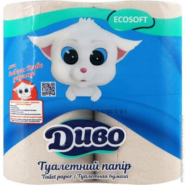 Туал. папір з макул. ДИВО Ecosoft 2шари 4рул/150в. сірий