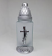 Лампадка скляна на могилу з хрестиком