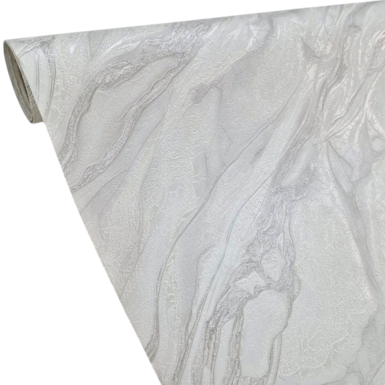 Шпалери вінілові 0,53 × 10,05 м Слов’янські Шпалери 5848-03, білі з сірим для кухні, вітальні, спальні, коридору, фото 1