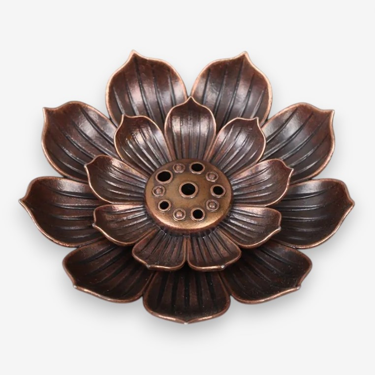 Тримач для благовоній Лотос із мідного сплаву, металева підставка 4 см, декоративна фігурка, фото 1