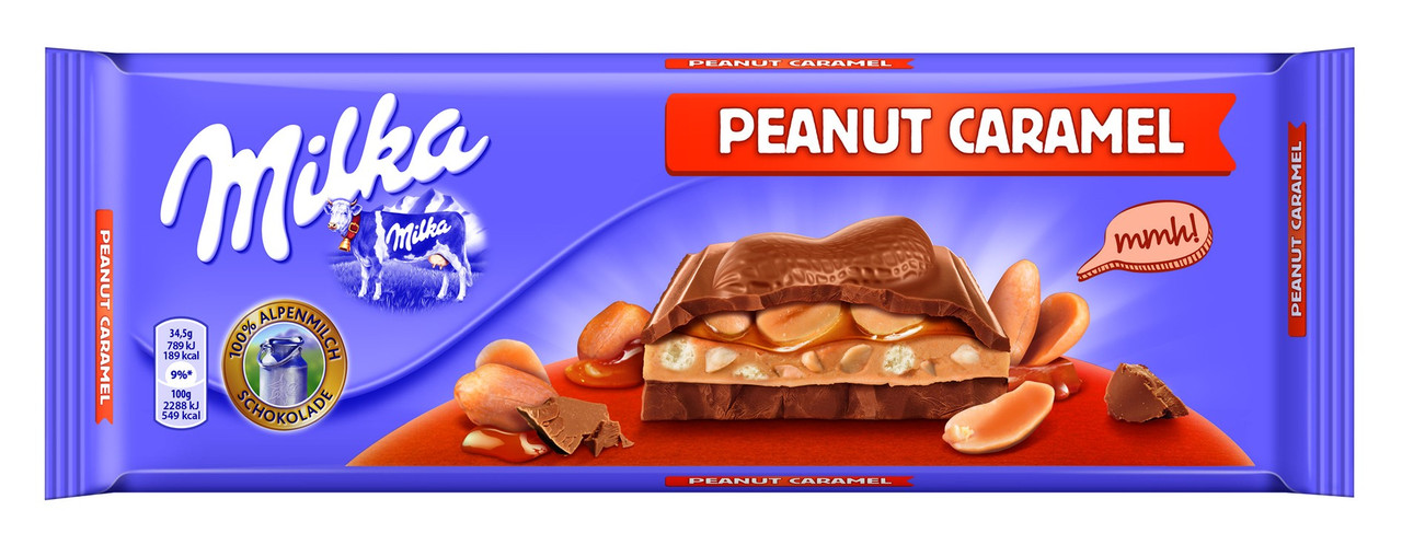 Шоколад молочний Milka Peanut Caramel (милка з арахісом і карамеллю), 300 г