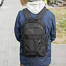 Рюкзак Prime чорний тканинний міский з гаманцем на карабіні на 21 літра, фото 3