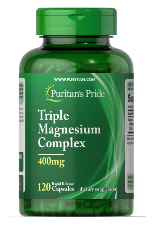 Комплекс магнію Puritan's Pride Triple Magnesium Complex 400 мг 120 капсул