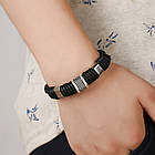 Браслет чоловічий шкіряний Rock Strong Black, фото 9