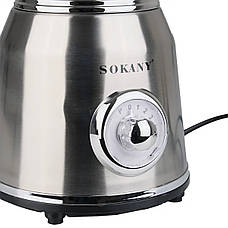 Стаціонарний сталевий блендер з кавомолкою Sokany SK-186 з чашею 1.5л для коктейлів 800 Вт, фото 4