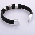 Браслет чоловічий шкіряний Rock Strong Black, фото 3
