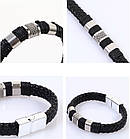 Браслет чоловічий шкіряний Rock Strong Black, фото 7