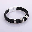 Браслет чоловічий шкіряний Rock Strong Black, фото 8