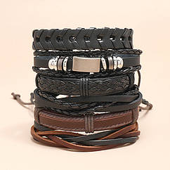 Браслет чоловічий шкіряний Nemo Style 6 шт у наборі
