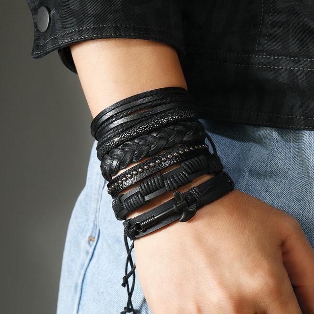 Браслет чоловічий шкіряний Indian Style 6 шт у наборі Браслет чоловічий шкіряний Indian Style 6 шт у наборі