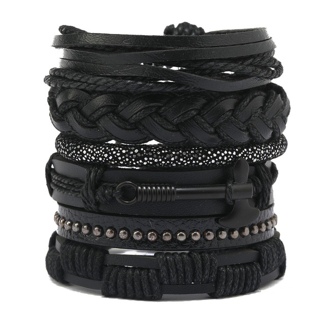 Браслет чоловічий шкіряний Indian Style 6 шт у наборі Браслет чоловічий шкіряний Indian Style 6 шт у наборі