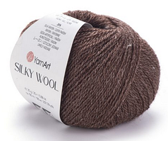 Пряжа Silky wool-336 коричневий