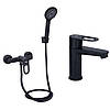 Комплект змішувачів 2в1 змішувач для душу Lidz Latwa 010 Black+ Lidz Latwa 001Black