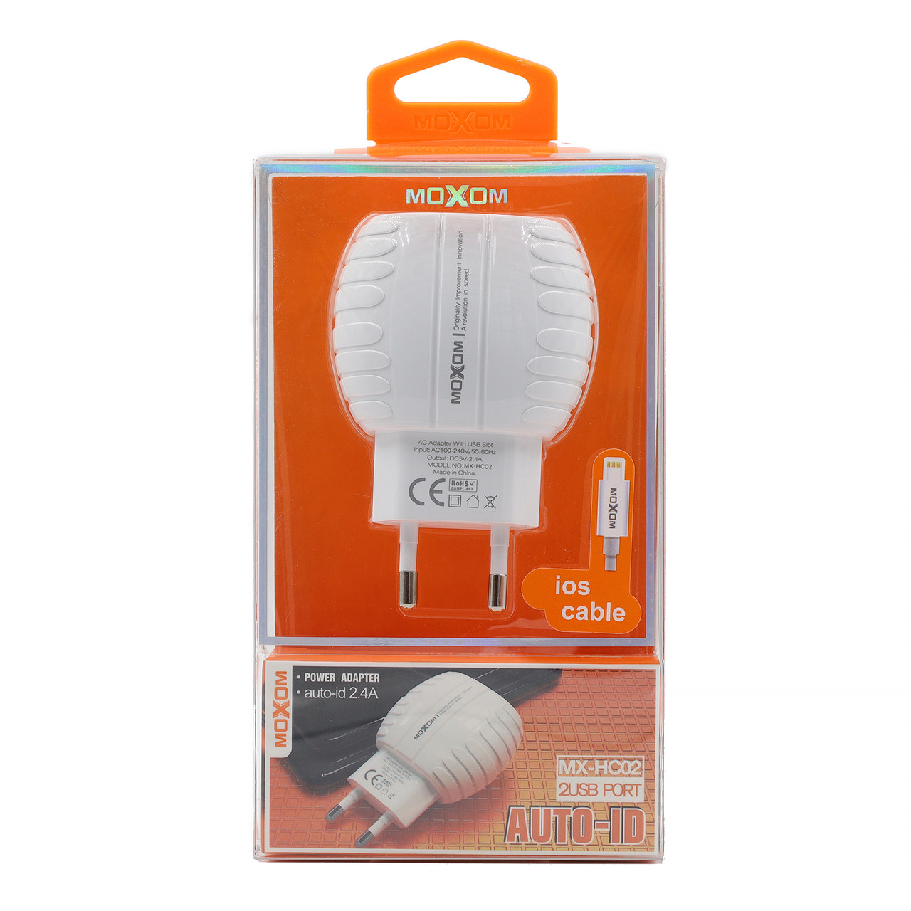 Мережевий зарядний пристрій MOXOM 2в1 micro 2USB/2.4A (MX-HC02) білий