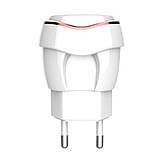 Мережевий зарядний пристрій MOXOM 2в1 micro 1USB/2.4A (KH-35) білий, фото 3
