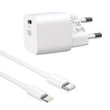 Мережевий зарядний пристрій XO 2в1 Lightning PD/20W (CE01) білий, фото 3
