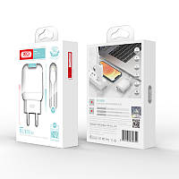 Мережевий зарядний пристрій XO 2в1 micro 2USB/2.4A (L78) білий