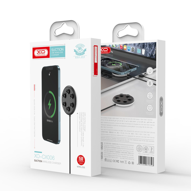 Бездротовий зарядний пристрій XO (CX006) Fast Charger 15W чорний/білий