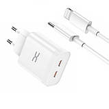 Мережевий зарядний пристрій DC 2в1 Lightning 2PD/35W Fast Charger (CA-D17) білий, фото 3