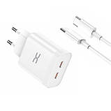 Мережевий зарядний пристрій DC 2в1 Type-C 2PD/35W Fast Charger (CA-D17) білий, фото 3