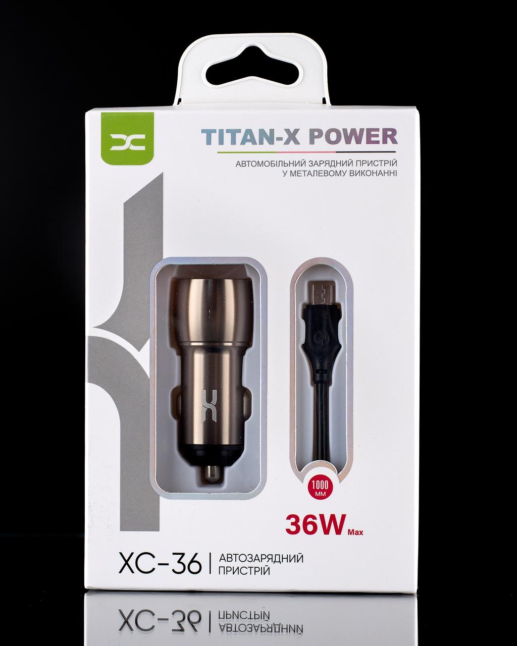 Автомобільний зарядний пристрій DC 2в1 micro 2xQC3.0/36W (XC-36) Metal темно-сірий