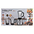 Стаціонарний сталевий блендер із кавомолкою Sokany SOKANY SK-187 з трьома чашами 0,5/1/1,5 л 1000 Вт, фото 8