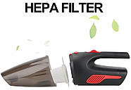 Пилосос автомобільний з живленням від прикурювача Чорний з червоним 120 Вт 5000 Па, фото 6