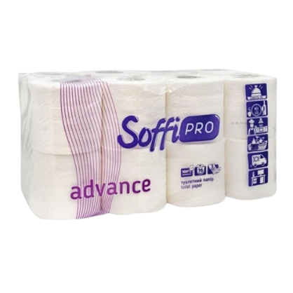 Туалетний папір Аdvance Soffione Обухів 3шари 150в 16рул. білий целюлоза Диво Бізнес