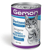 Вологий корм для кішок Gemon Cat Wet Adult з тунцем та океанічною рибою шматочки в соусі 415 гр