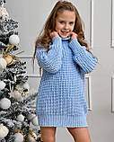 Дитяча тепла туніка для дівчинки на зиму з високою горловиною блакитна Луіза р.116-158, фото 3