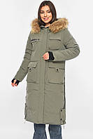 Зимова жіноча пуховикова куртка зеленого кольору H&B 8366 L, розмір: M - 2XL, 109-110 см.