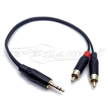 Аудіокабель jack 3.5 mm to 2RCA в екрані (висока якість), фото 3