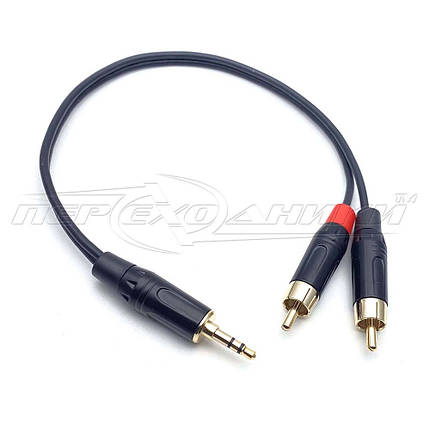Аудіокабель jack 3.5 mm to 2RCA в екрані (висока якість), фото 1