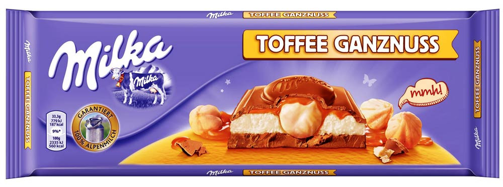 Шоколад молочний Milka Toffee Ganznuss, 300 г