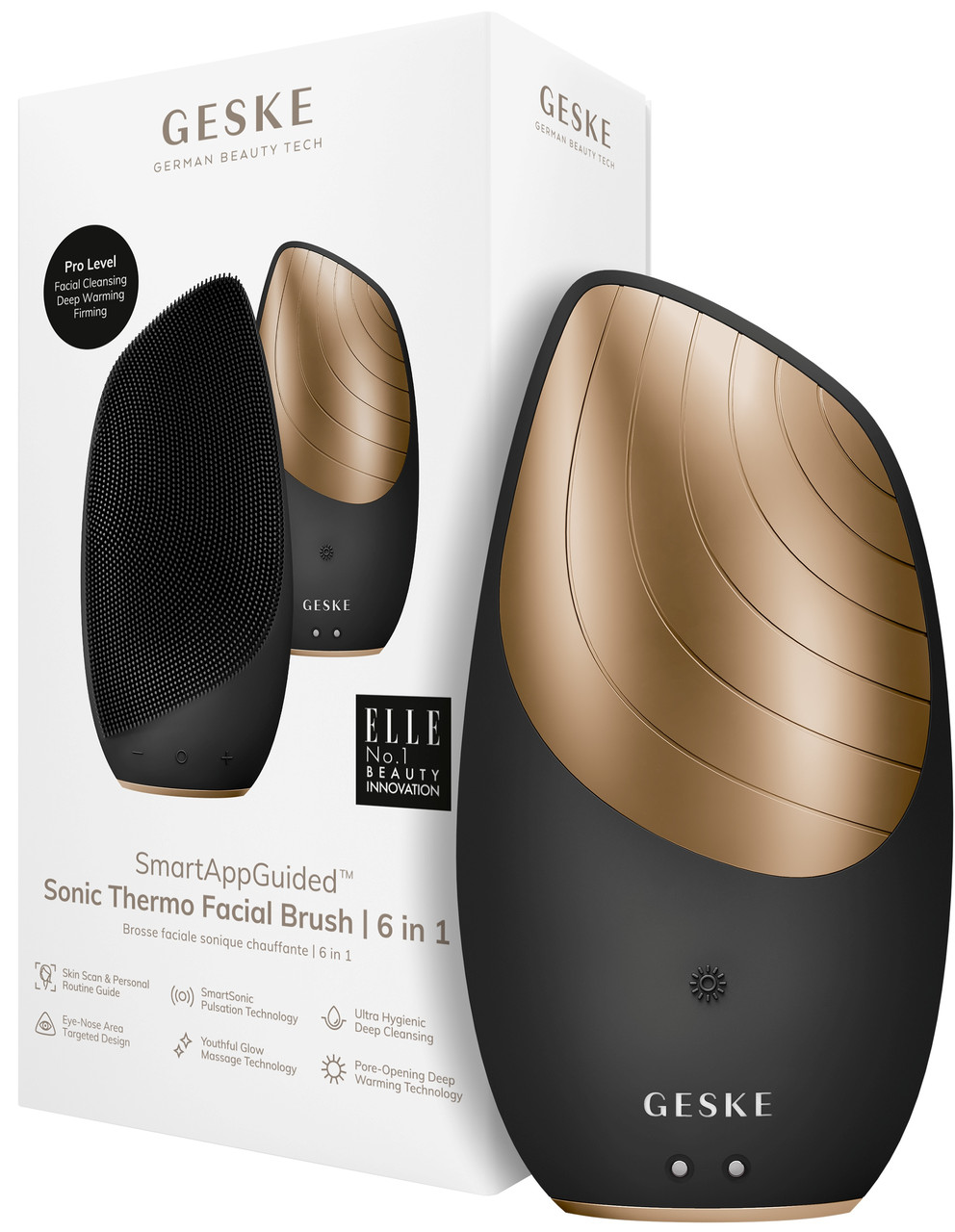 Електронна звукова термощітка для очищення обличчя Geske Sonic Thermo Facial Brush 6в1 (Gray)