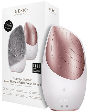 Електронна звукова термощітка для очищення обличчя Geske Sonic Thermo Facial Brush 6в1 (Starlight), фото 1