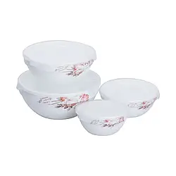 Набір керамічний харчових контейнерів 4 шт салатники з кришками