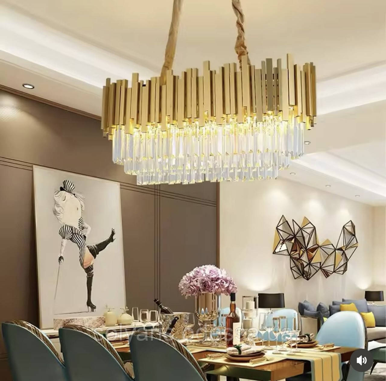 Хрустальна люстра овальної форми для обідньої зони 226523-800x350, фото 1