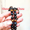 Чотки з Тигрового ока Чорного агата та Лави 33 намистини d 12мм, фото 8