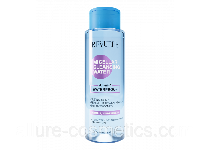 Вода міцелярна очищуюча ВСЕ-В-1 WATERPROOF Revuele 400 мл